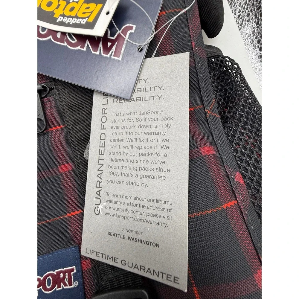 JanSport Throttle Messenger Bag Red Riff Bomber Plaid 15in Laptop Travel TZV09KU